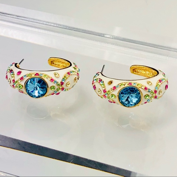 ROSS SIMONS SWAROVSKI CRYSTAL 18K GOLD OVER STERLING BRACELET EARRINGS RING - Picture 9 of 15